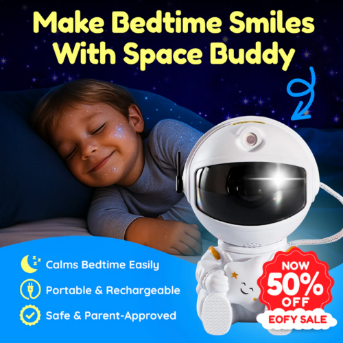 SpaceBuddy™ – Astronaut Rocket Star Projector Sleep Buddy