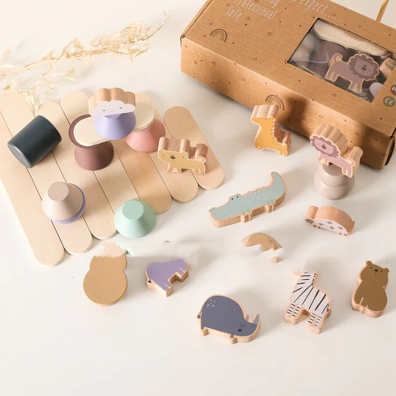 Stackimals™ – Montessori Wooden Toy for Balance and Fine Motor Skills