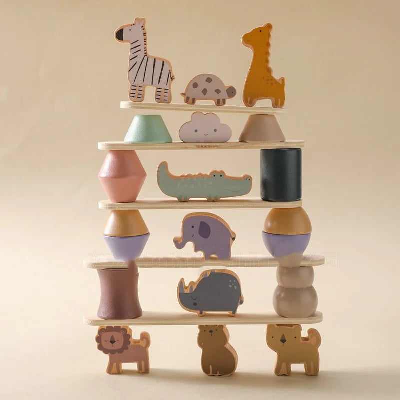 Stackimals™ – Montessori Wooden Toy for Balance and Fine Motor Skills