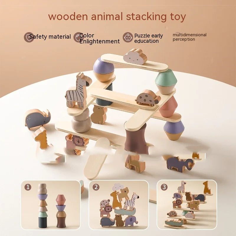 Stackimals™ – Montessori Wooden Toy for Balance and Fine Motor Skills