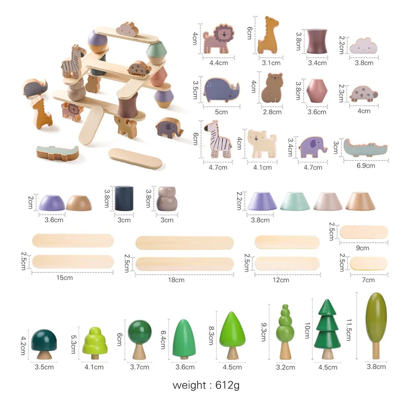 Stackimals™ – Montessori Wooden Toy for Balance and Fine Motor Skills