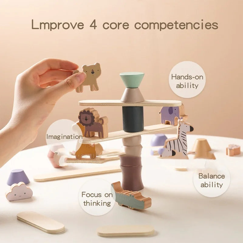 Stackimals™ – Montessori Wooden Toy for Balance and Fine Motor Skills