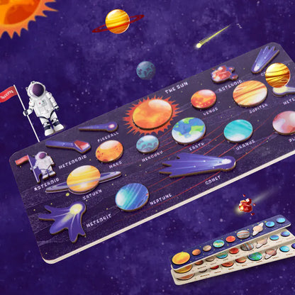 Montessori Astronomy Puzzle with Eight Planet Board