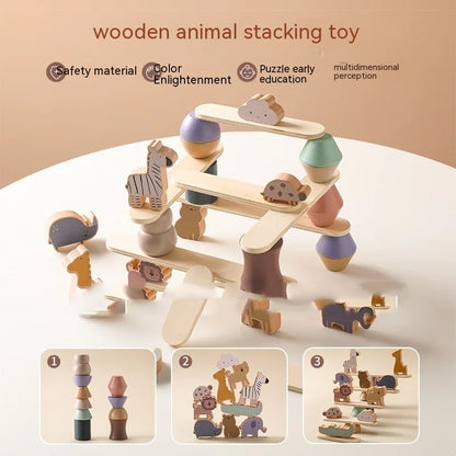 Stackimals™ – Montessori Wooden Toy for Balance and Fine Motor Skills